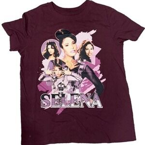 Selena Quintanilla Collage Graphic T Shirt Burgundy Women's Tee